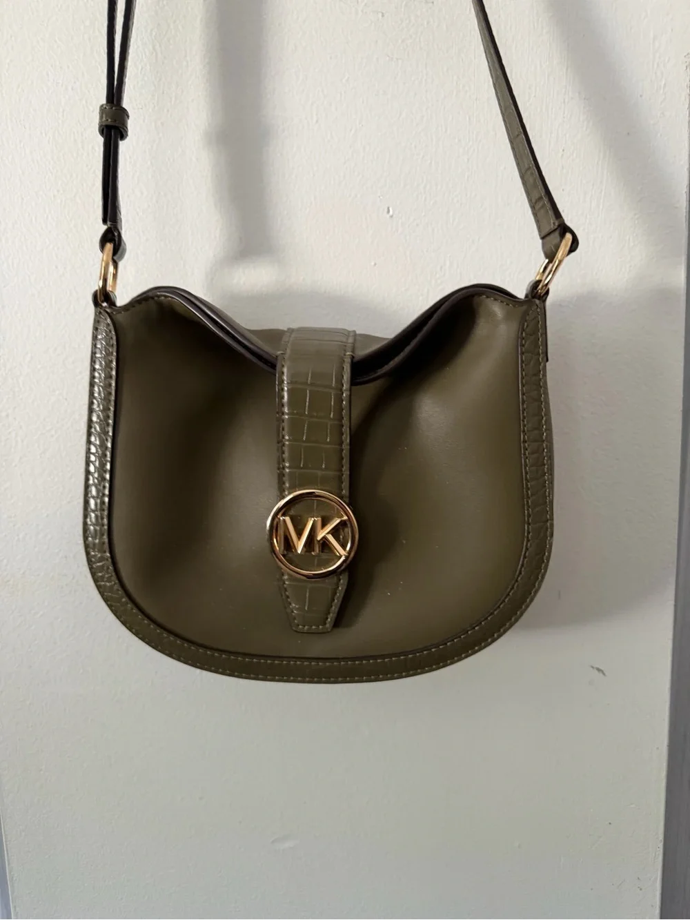 Michael Kors Olive Green Saddle Crossbody Bag